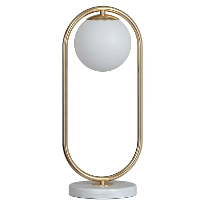 Modern Gold Frame Table Lamp with White Sphere and Oval Design for Home Decor 3d model