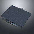 Black Wacom Digital Drawing Tablet with Dot Pattern Surface and Stylus Pen