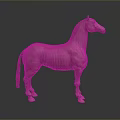 Realistic Brown Horse 3D Model Sculpture With Gray Background And Detailed Texture