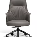 Gray Leather Office Chair with High Back Padded Armrests Swivel Base and Modern Design