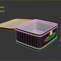 Decorative Ornament Set with Metallic Box Open Lid and Red Tube Decoration