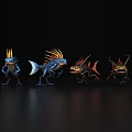 Colorful Mythical Aquatic Animals 3D Rendered with Unique Features