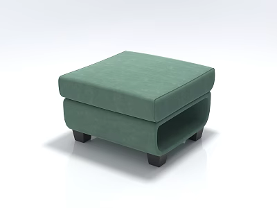 Green Upholstered Square Stool with Black Legs Comfortable Modern Design 3d model