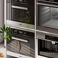 Kitchen Appliances In Modern Design With Built In Stainless Steel Oven And Coffee Machine