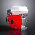 Red And White Small Gasoline Engine With Starter Handle And Cooling Fan Housing