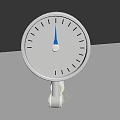 Round Clock With White Dial Black Markings Blue Hands Silver Frame and Stand
