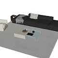 Modern Sofa Coffee Table Combination Coffee Table Single Sofa 3d model