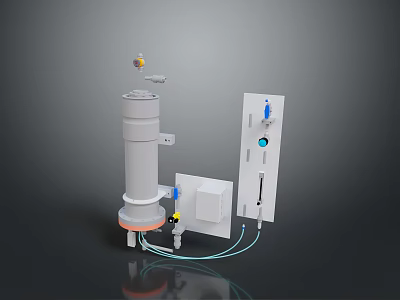 Industrial Equipment With Cylindrical Main Body Control Panel And Connecting Wires 3d model