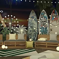 JD OPPO Outdoor Night Setup With String Lights Palm Trees And Screen