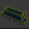 Industrial Multi Level Platform Equipment With Yellow Railings And Steel Support Structure