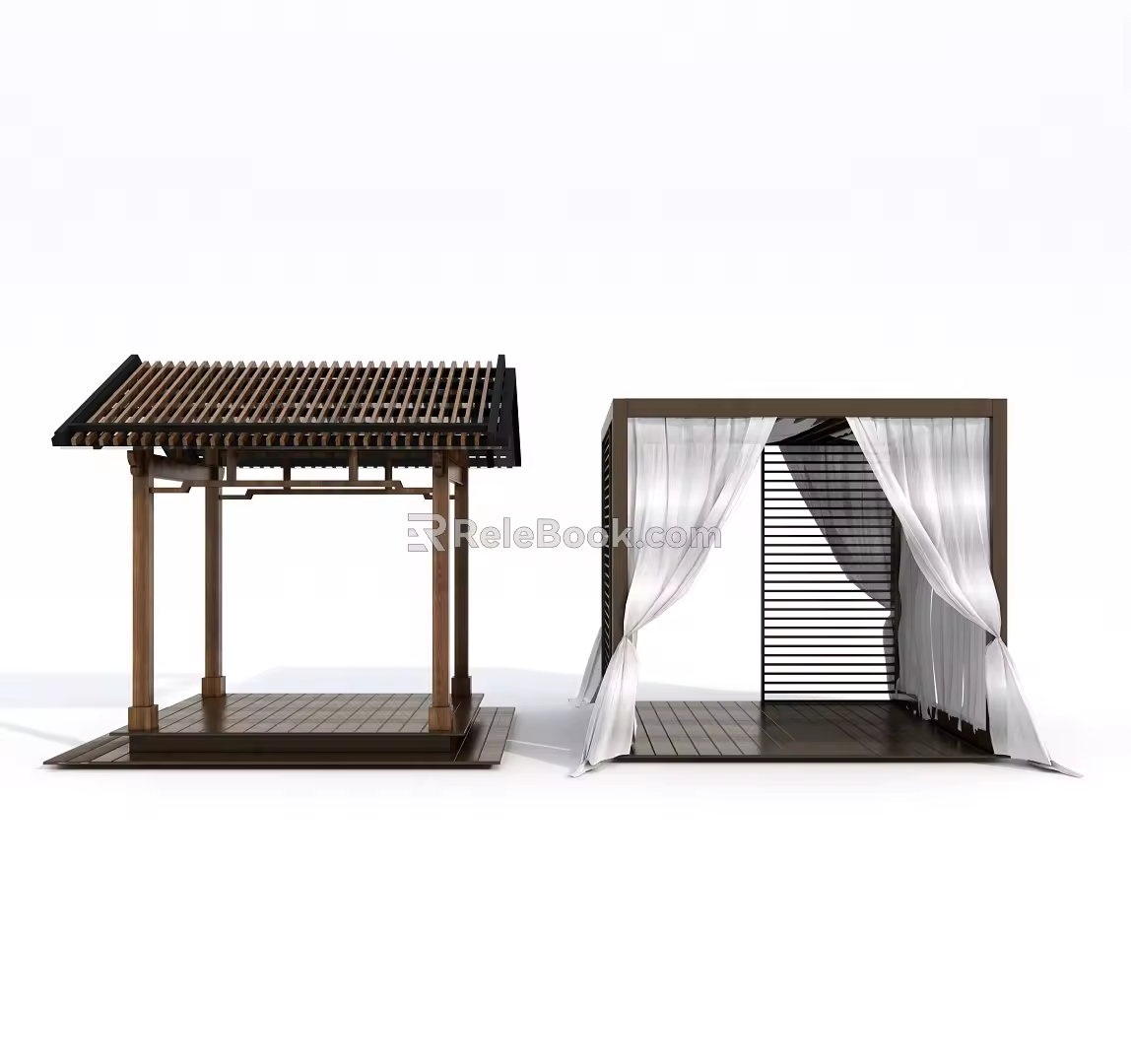 New Chinese style pavilion awning gazebo 3d model