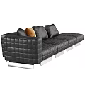 Modern Black Leather Sectional Sofa With Modular Design And Comfortable Cushions 3d model