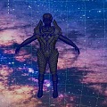 Full Body Futuristic Armored Game Movie Character In Blue White Sci Fi Costume