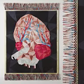 Square Rug With Abstract Geometric Design Pink Red Blue Patterns And Fringed Edges