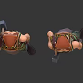 3D Fantasy Character With Red Hat Orange Top Green Pants Front And Back Views