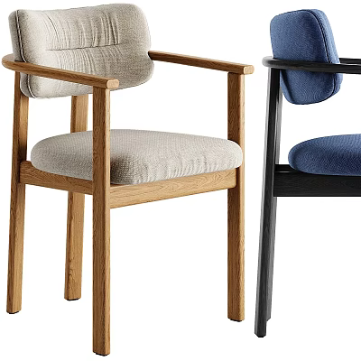 Modern Dining Chairs With Wooden And Metal Frames Light Gray And Blue Fabric Cushions 3d model