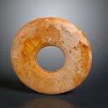 Ancient Orange Yellow Stone Ring Shaped Sculpture With Textured Surface 3d model