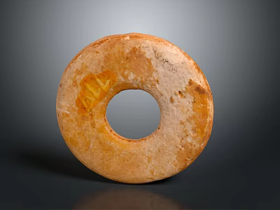 Ancient Orange Yellow Stone Ring Shaped Sculpture With Textured Surface 3d model