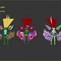 Three Colorful Futuristic Sci Fi Game and Movie Character With Glowing Neon Elements