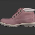 Stylish Pink Ankle Boots with White Lining Metal Buttons and White Treaded Sole
