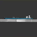 Orange and Blue Tanker Ship Model with Hull Deck on White Terrain Base