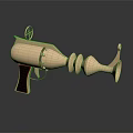 Golden Weapon Pistol with Unique Spiral Barrel Black Grip and Distinctive Design