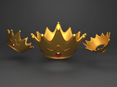 Elegant Golden Crown Jewelry Set with Three Pieces and Red Gemstone Center Design 3d model