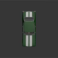 Green Classic Muscle Car With White Stripes And Shiny Exterior Design