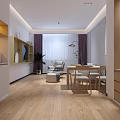 Modern Hospital Room Interior With Wooden Bed Nightstand TV And Purple Curtains