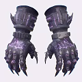 Futuristic Detailed Armored Gloves With Purple Lightning Patterns And Spiked Claws