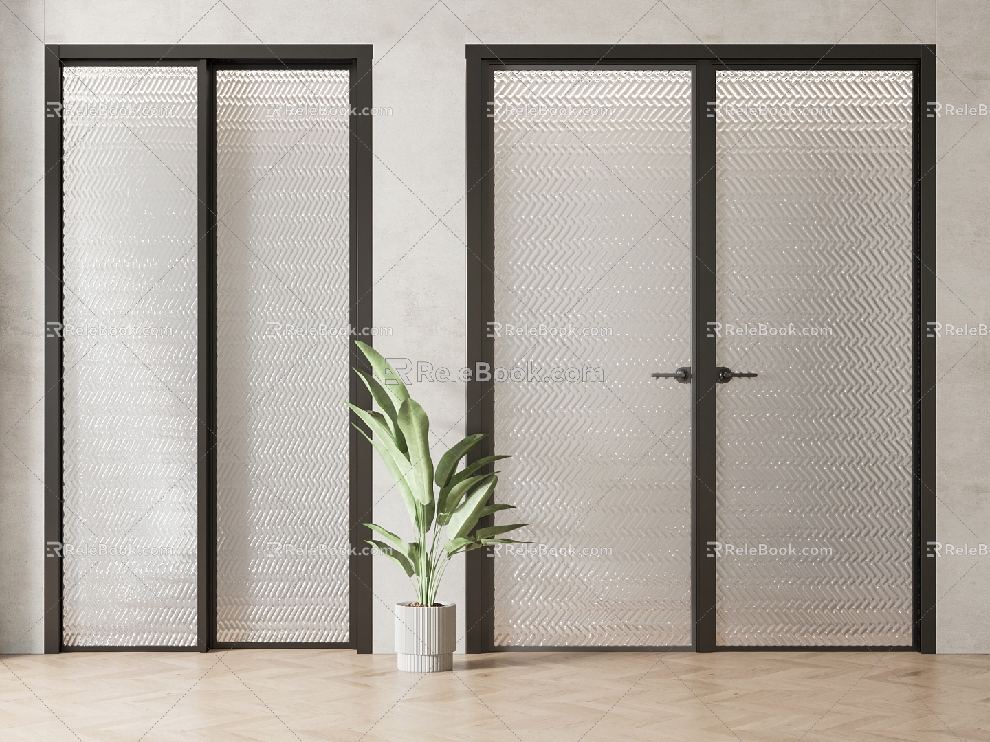 Modern sliding door sliding door double door combination 3d model