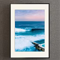 Stunning Coastal Landscape Painting With Ocean Waves Rock Pool And Pastel Sunset Sky