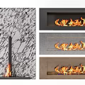 Modern Fireplace Styles With Marble Accent Walls And Realistic Flame Effects 3d model