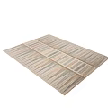 Stylish Square Rug With Geometric Striped Patterns And Neutral Beige Green Tones