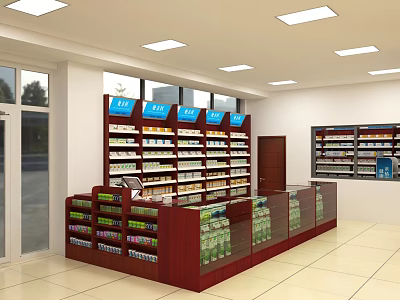 Tea Shop Interior Featuring Shelves With Various Tea Products And Display Counter 3d model