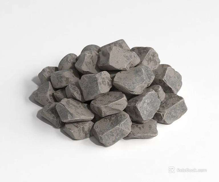 Natural Gray Irregular Stones Pile For Landscaping And Construction Use 3d model 