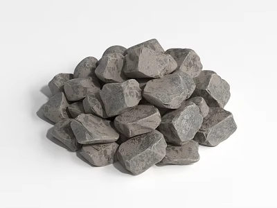 Natural Gray Irregular Stones Pile For Landscaping And Construction Use 3d model