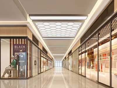 Modern aisle mall walkway 3d model