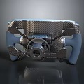 Ergonomic Carbon Fiber Steering Wheel With Blue Grip And Metal Center Structure