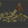 Hidden weapons darts ninja darts ninja weapons ancient weapons cold weapons medieval items 3d model