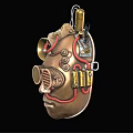 Steampunk Mask Design With Mechanical Parts Horn Gears And Goggles In Bronze Gold Metallic Texture