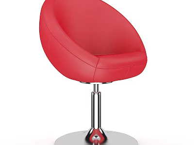 Red Modern Bar Stool with Leather Upholstery and Chrome Metal Swivel Base Design 3d model
