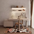 Modern Desk with Shelf MY WORLD Decor Design Chair Drawer Cabinet Cartoon Rug Table Lamp