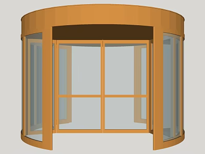 Wooden Frame Revolving Door With Glass Panels For Commercial Entrance 3d model