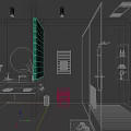 Modern Bright Minimalist Bathroom Interior With Gold Framed Glass Shower Smart Toilet And Round Mirror