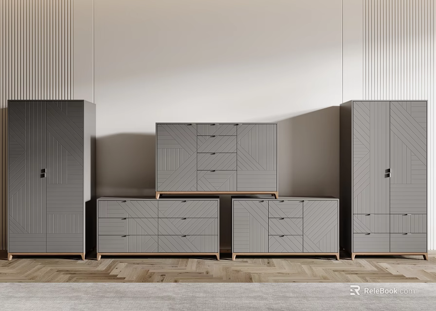 Stylish Modern Entryway Cabinet And Side Cabinet With Multiple Drawers And Sleek Design 3d model 