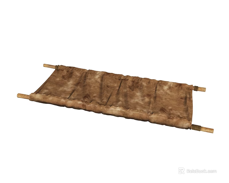 Brown Medical Device Roll With Wooden Rods For Medical Applications 3d model 