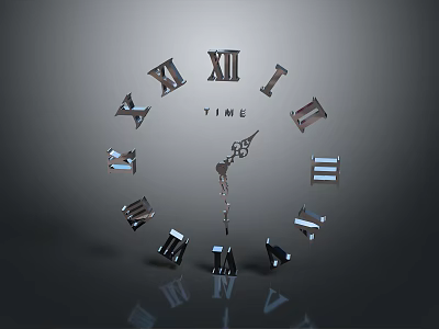 Elegant Decorative Ornament Set With Roman Numerals Clock Hands And TIME Lettering 3d model