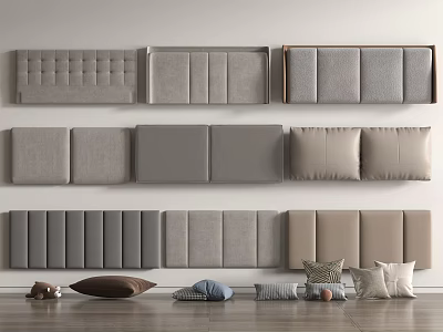 Various Styles Of Soft Upholstery With Cushions On Floor 3d model
