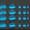 Natural Stone and Wood Decorative Pieces with Unique Shapes and Blue Lighting Effects